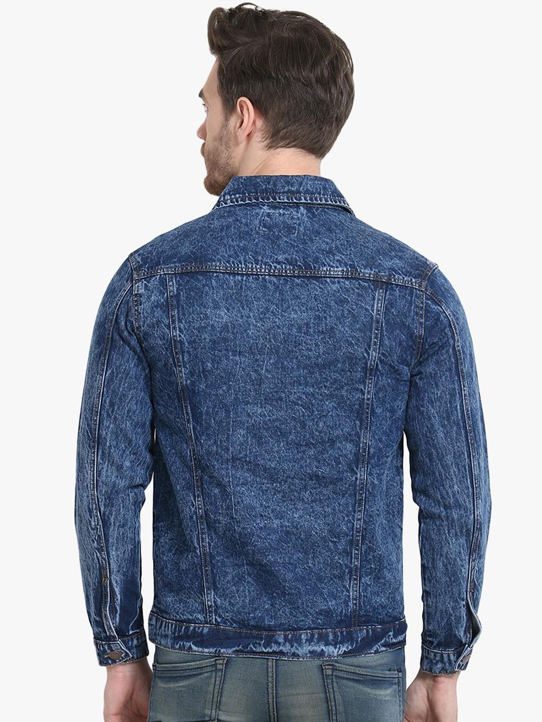 Kotty Men Blue Solid Denim Jacket