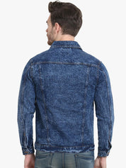Kotty Men Blue Solid Denim Jacket