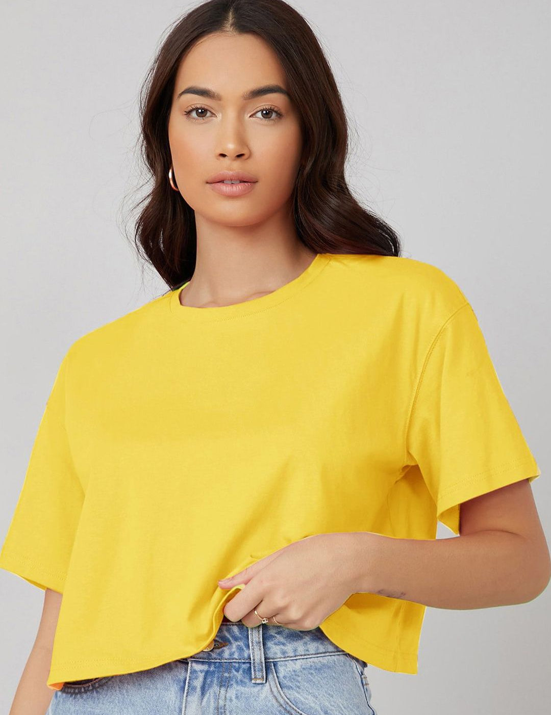 KOTTY Basics Women Solid Round Neck  Oversized T-shirt