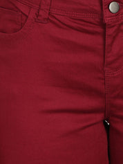 Kotty Women Maroon Skinny Fit High-Rise Clean Look Jeans