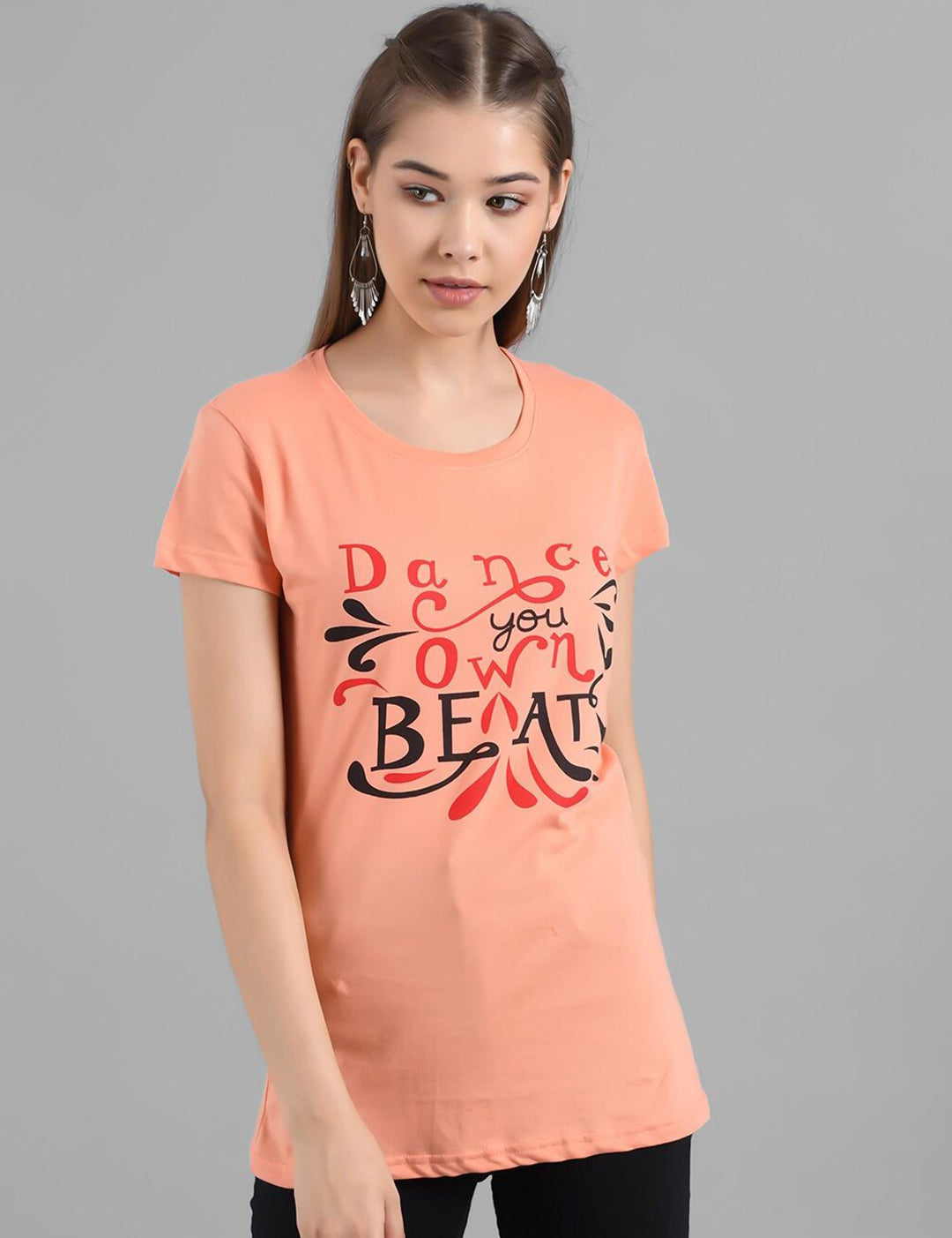 Kotty Typography Printed Round Neck T-shirt