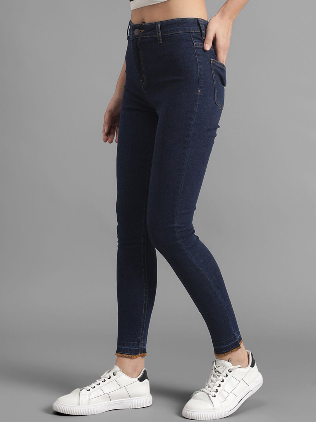 Kotty Women Navy Blue Slim Fit High-Rise Clean Look Jeans