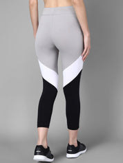 Kotty Women Black & Grey Colourblocked Running Tights