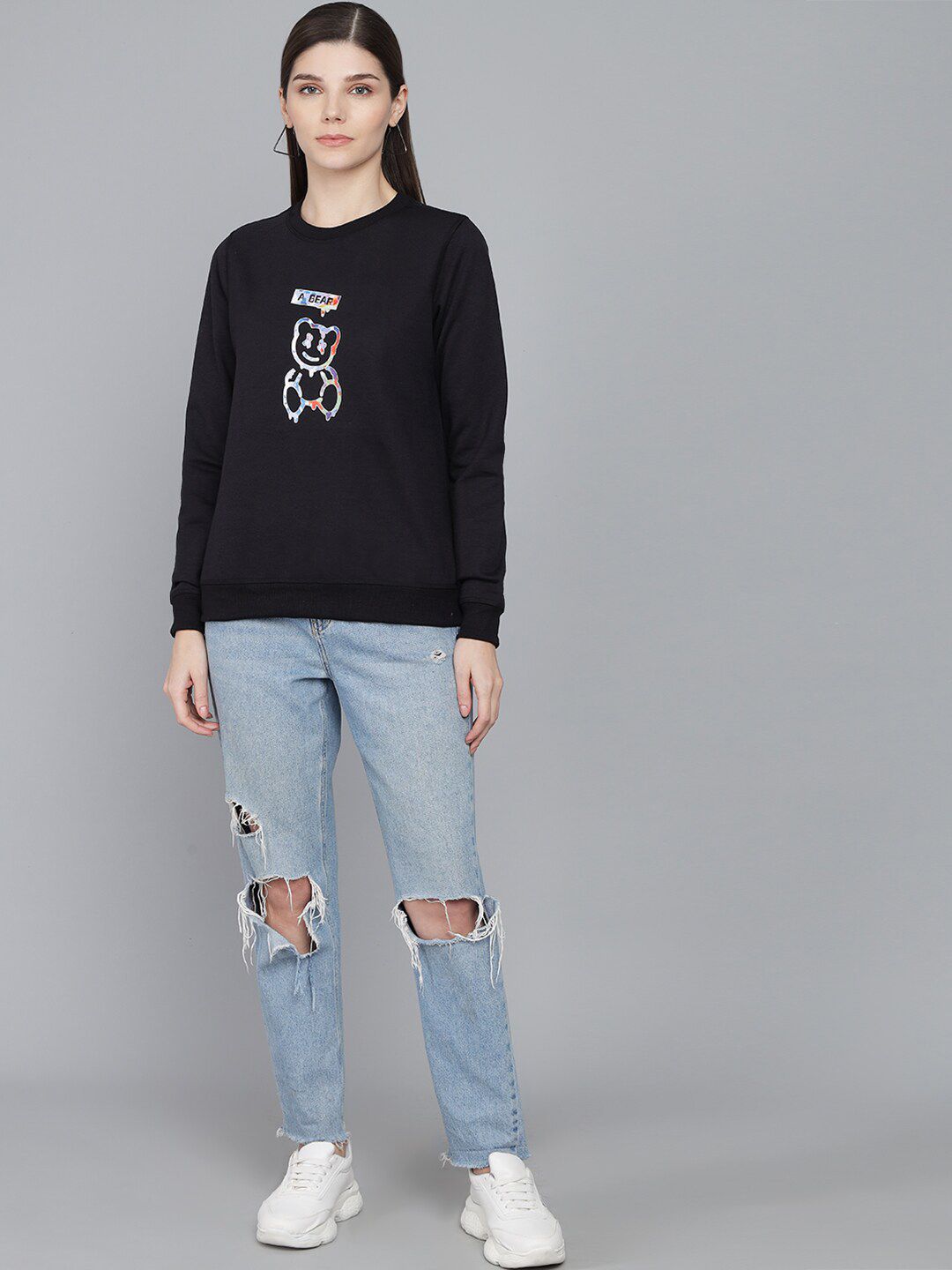 Kotty Women Black Printed Sweatshirt