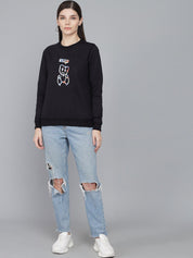Kotty Women Black Printed Sweatshirt