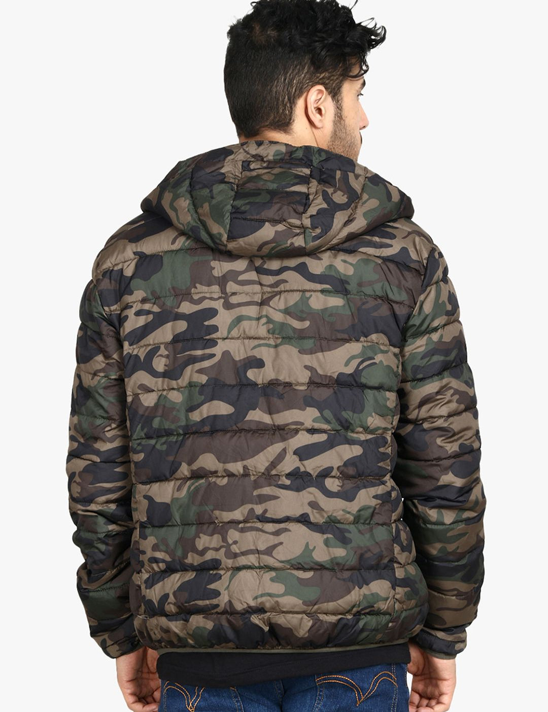 Kotty Men Brown Printed Lightweight Puffer Jacket