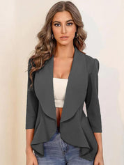 Kotty Grey Shawl Collar Open Front Jacket