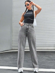 Kotty Women Jean Straight Fit High-Rise Heavy Fade Stretchable Jeans