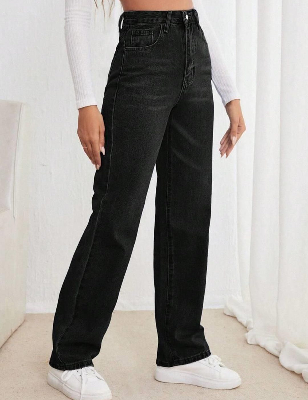 Kotty Women Straight Fit High-Rise Clean Look Stretchable Jeans