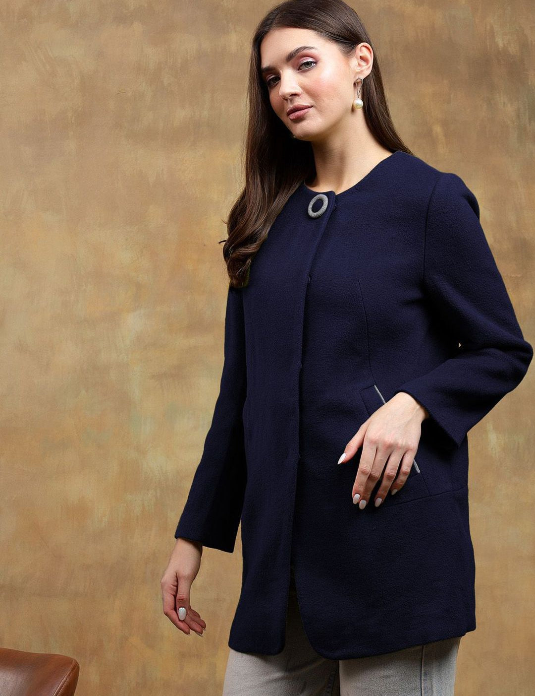 Kotty Women Mandarin Collar Overcoat