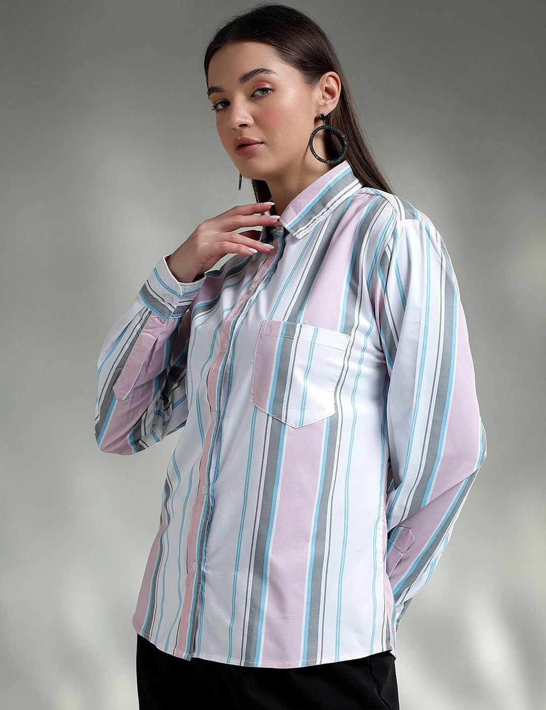 Kotty Women Spread Collar Graphic Printed Cotton Casual Shirt