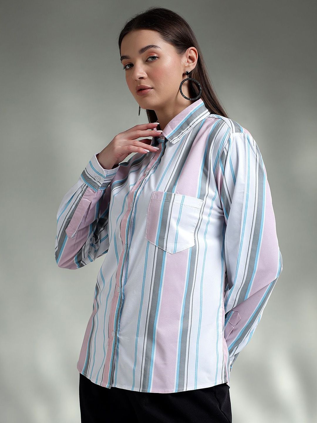 Kotty Women Spread Collar Graphic Printed Cotton Casual Shirt