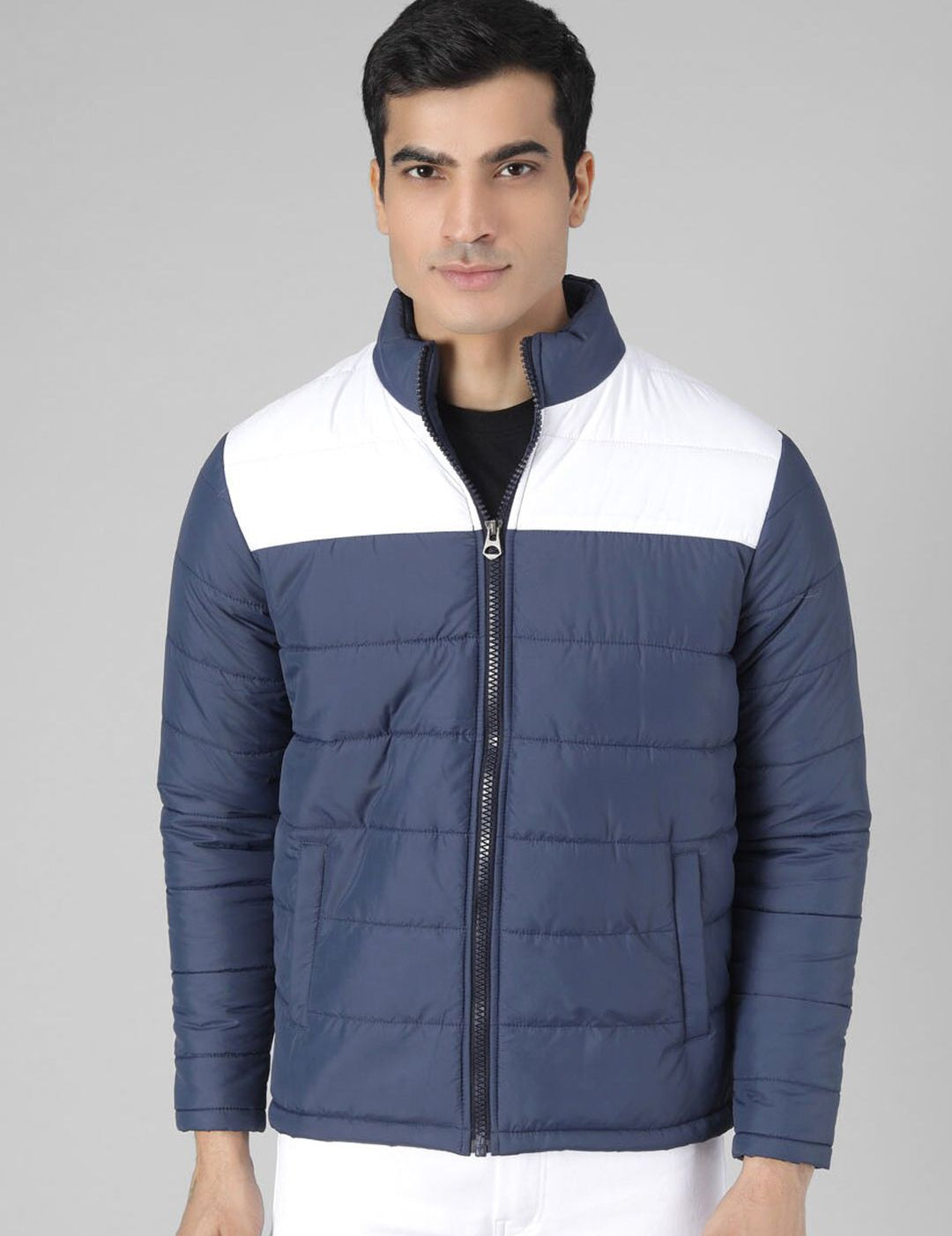 Kotty Men Blue Colourblocked Puffer Jacket