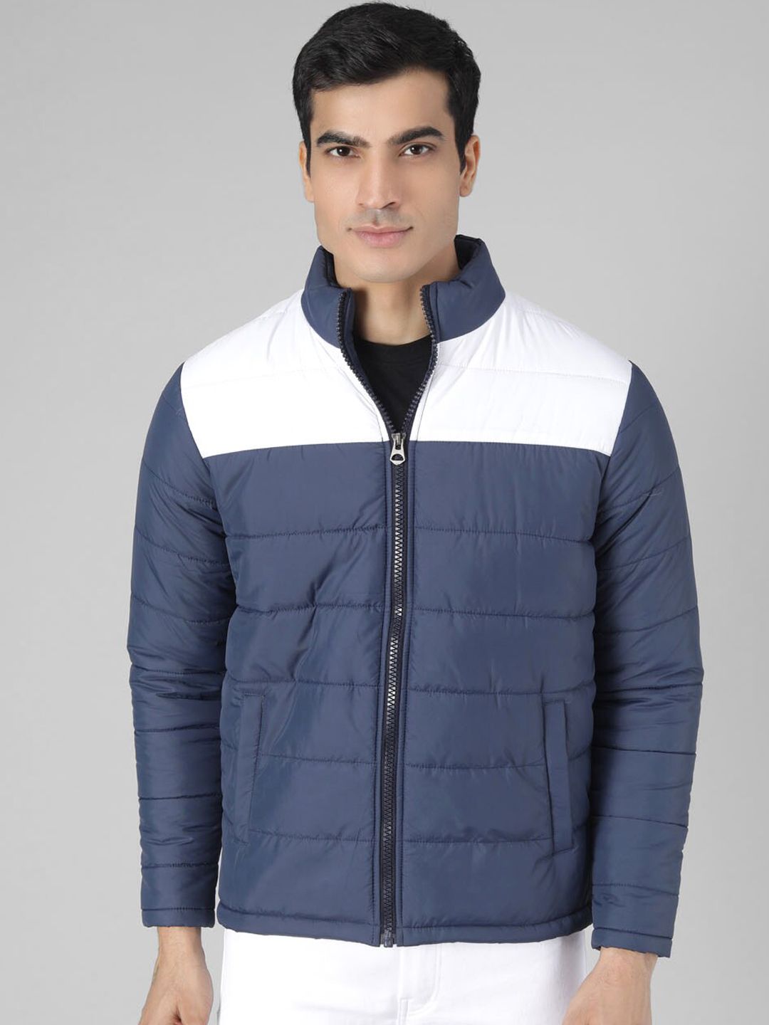 Kotty Men Blue Colourblocked Puffer Jacket