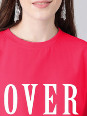 Kotty Typography Printed Drop-Shoulder Sleeves Oversized T-shirt