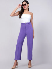 KOTTY BIZwear Women Relaxed Straight Fit High-Rise Easy Wash Pleated Trousers