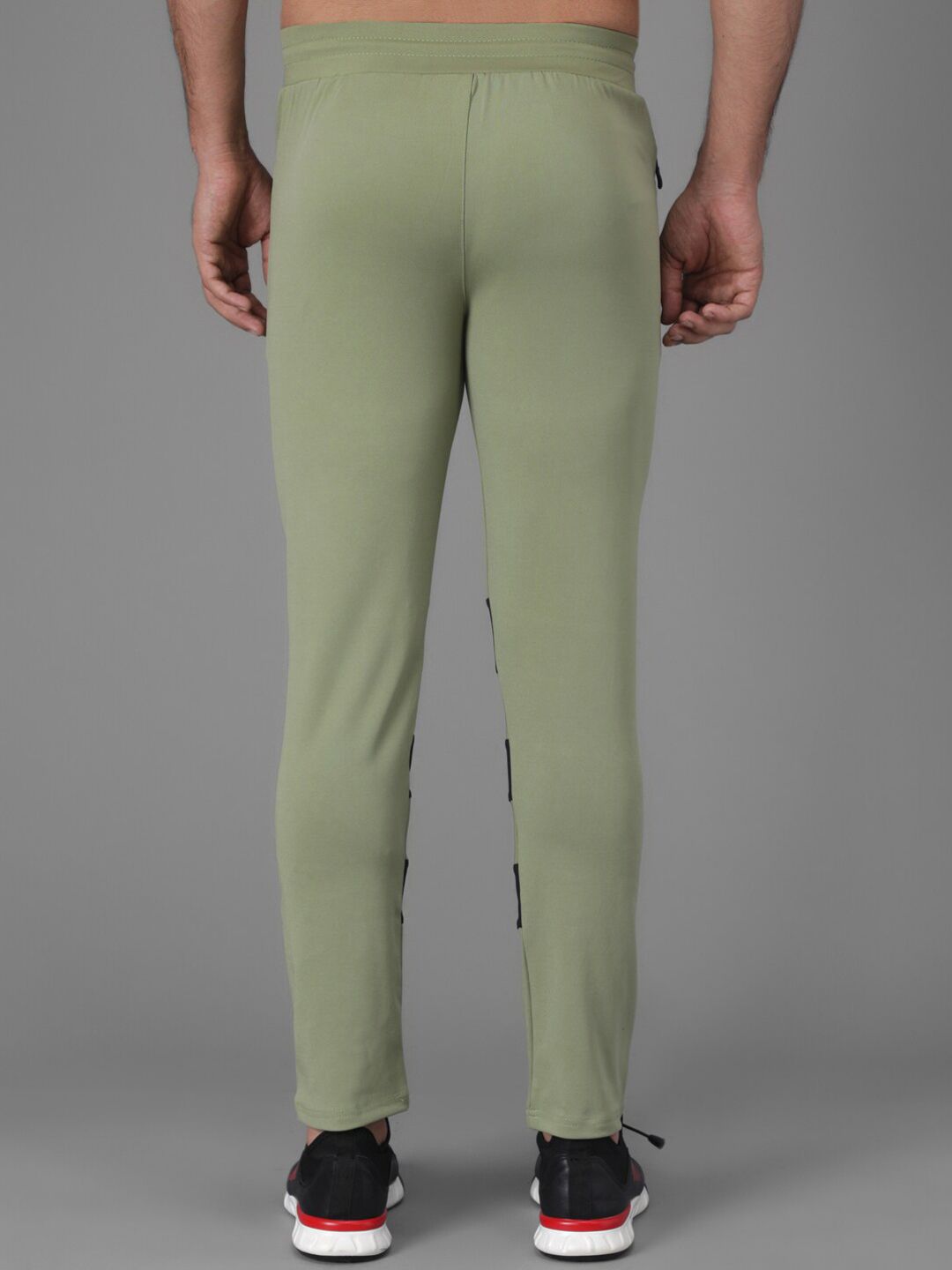 Kotty Men Olive Green & Black Striped Track Pants