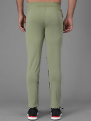 Kotty Men Olive Green & Black Striped Track Pants
