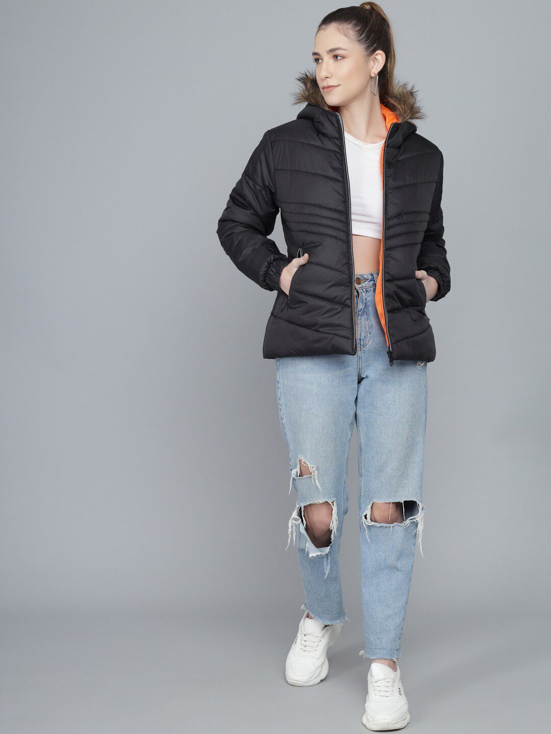 Kotty Women Black Lightweight Padded Jacket