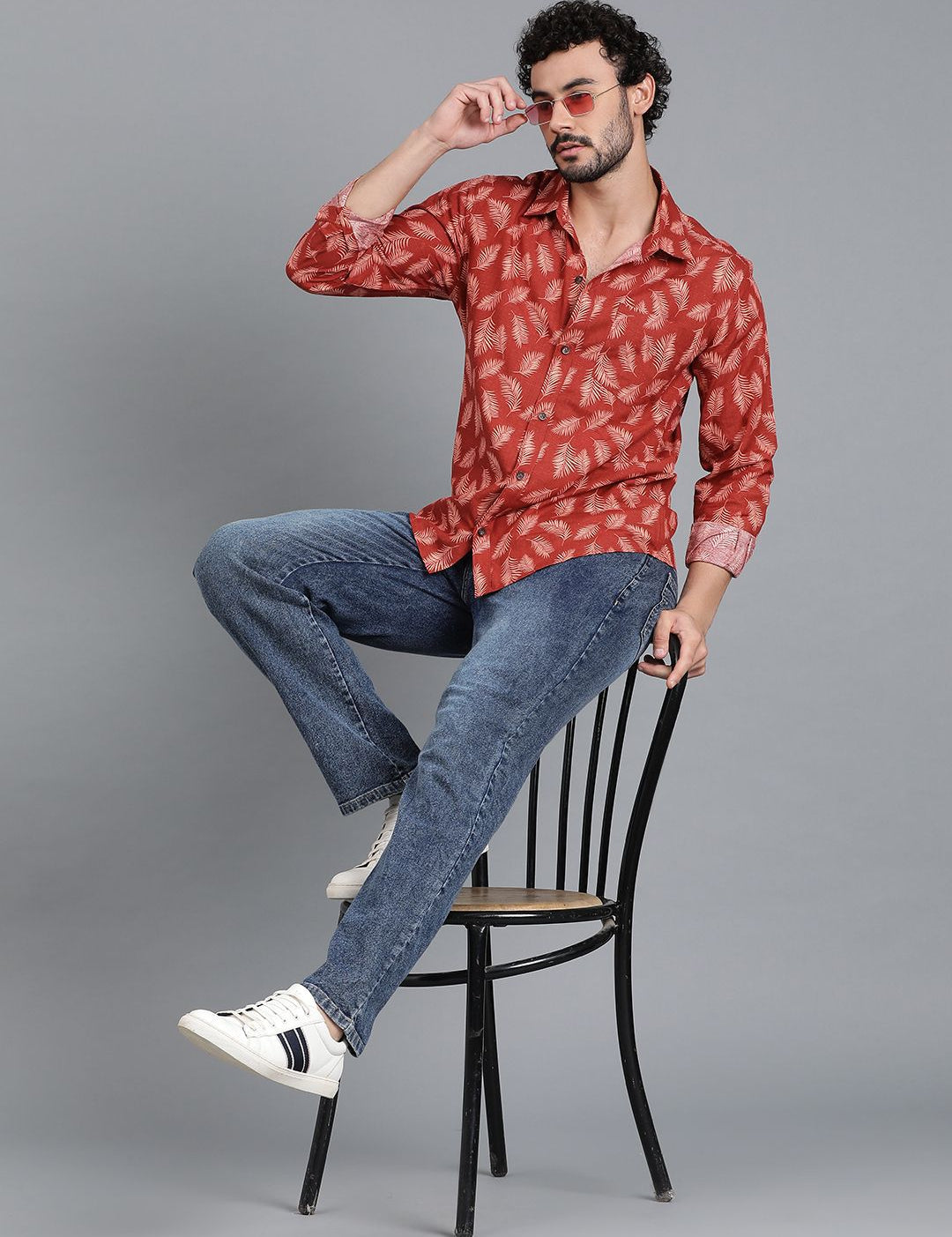 Kotty Men Spread Collar Tropical Printed Casual Shirt
