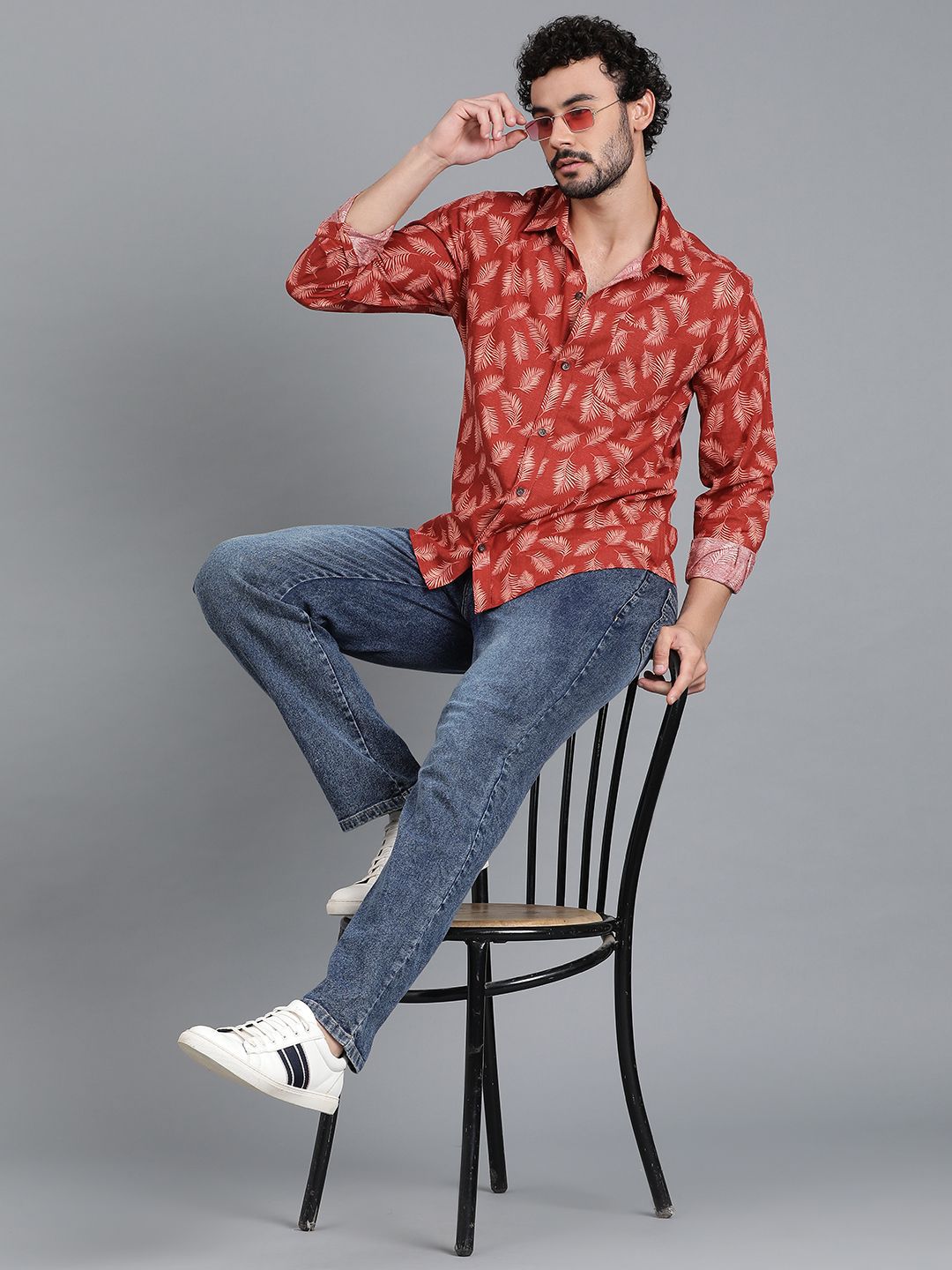 Kotty Men Spread Collar Tropical Printed Casual Shirt