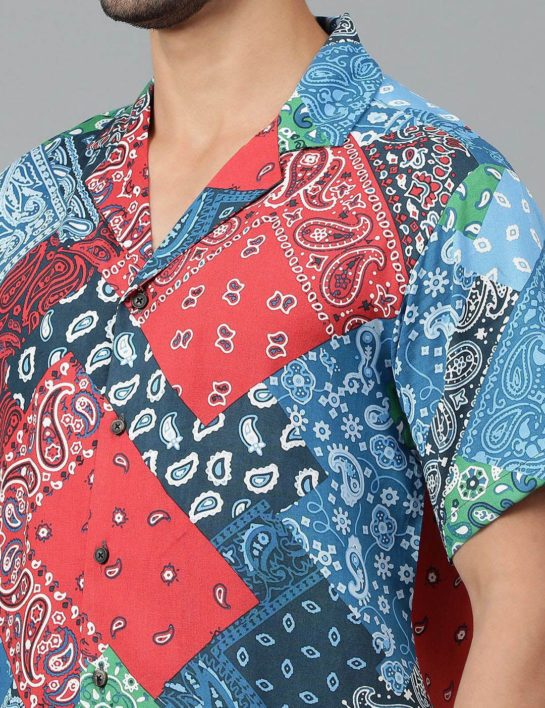 Kotty Men Cuban Collar Ethnic Motifs Printed Casual Shirt