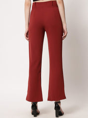 Kotty Women Relaxed Straight Leg Straight Fit High-Rise Easy Wash Pleated Trousers