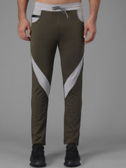 Kotty Men Olive Green Solid Slim Fit Training or Gym Trackpants