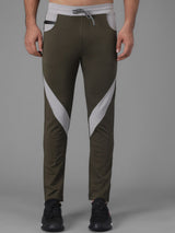 Kotty Men Olive Green Solid Slim Fit Training or Gym Trackpants