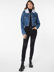 Kotty Washed Crop Cotton Denim Jacket