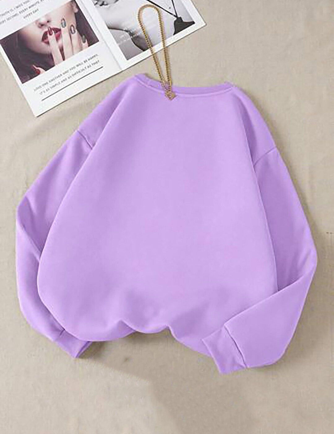 Kotty Purple Graphic Printed Fleece Sweatshirt