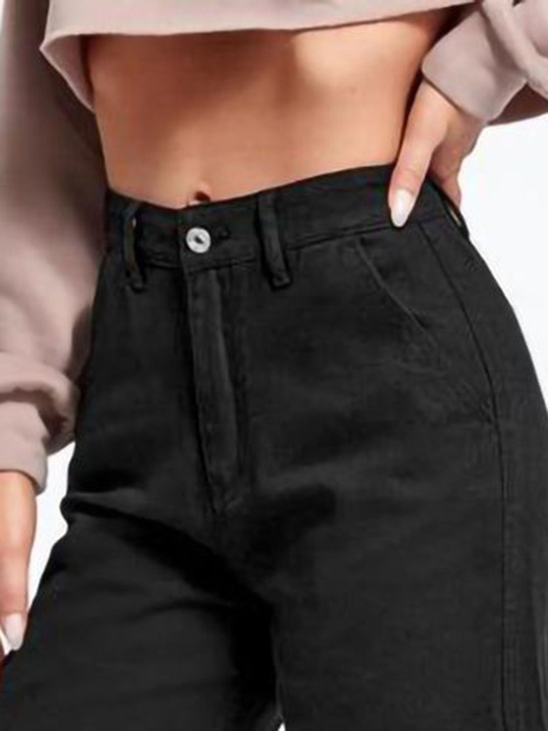 Kotty Women Cotton Straight Fit High-Rise Cargo Styles Jeans