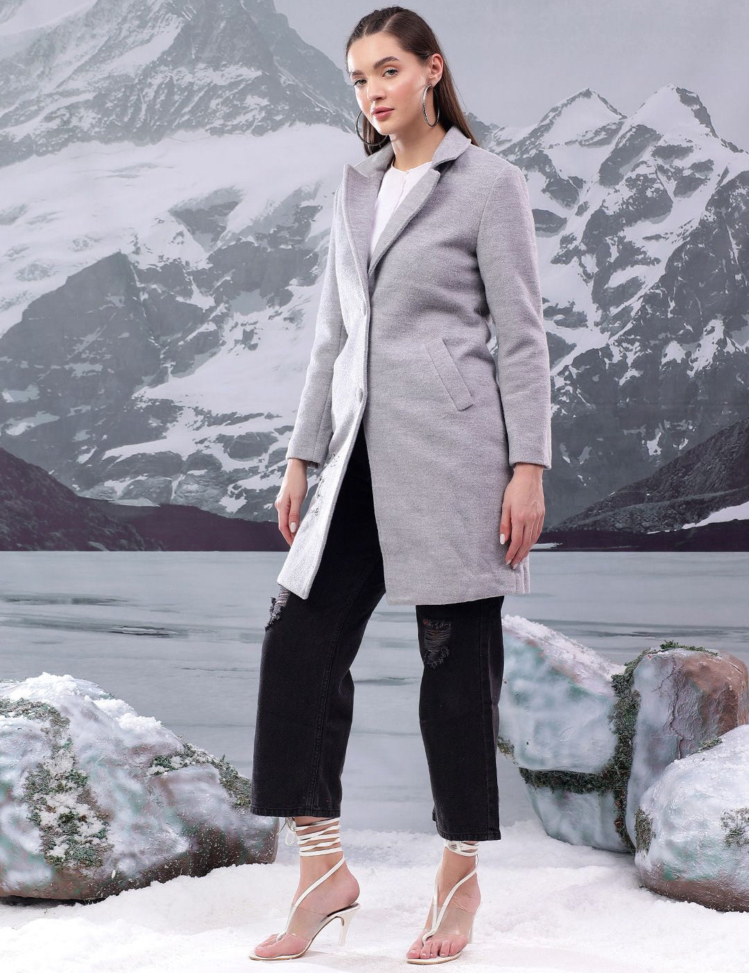 Kotty Women Notched Lapel Cotton Single-Breasted Overcoat