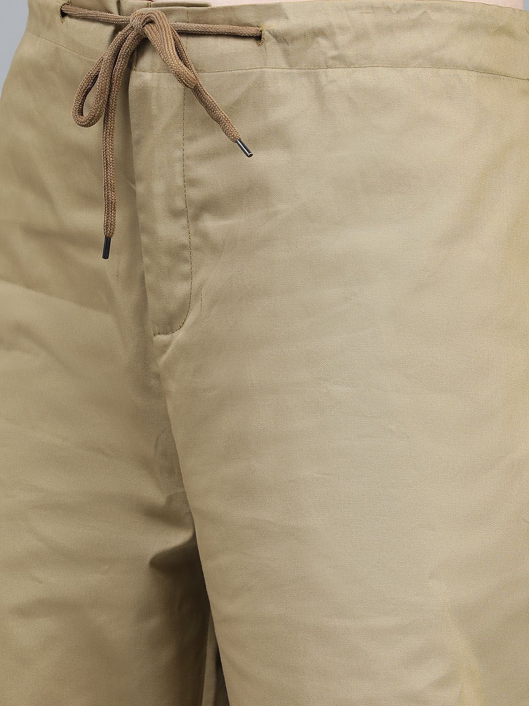 Kotty Women Brown High-Rise Easy Wash Cotton Cargos Trousers