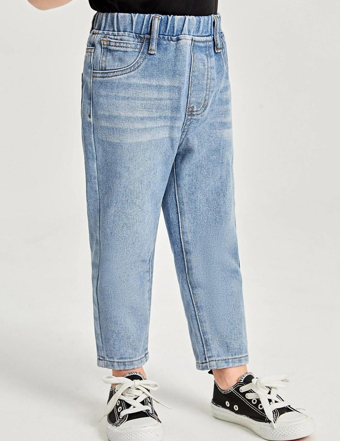 Kotty Boys Heavy Fade Clean Look Cropped Mid-Rise Cotton Stretchable Jeans