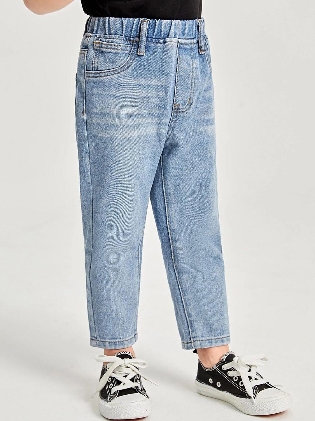 Kotty Boys Heavy Fade Clean Look Cropped Mid-Rise Cotton Stretchable Jeans