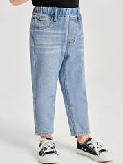 Kotty Boys Heavy Fade Clean Look Cropped Mid-Rise Cotton Stretchable Jeans