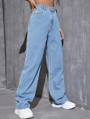 Kotty Women Jean Straight Fit Leg High-Rise Light Fade Stretchable Jeans