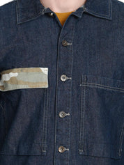 Kotty Men Blue Printed Lightweight Denim Jacket