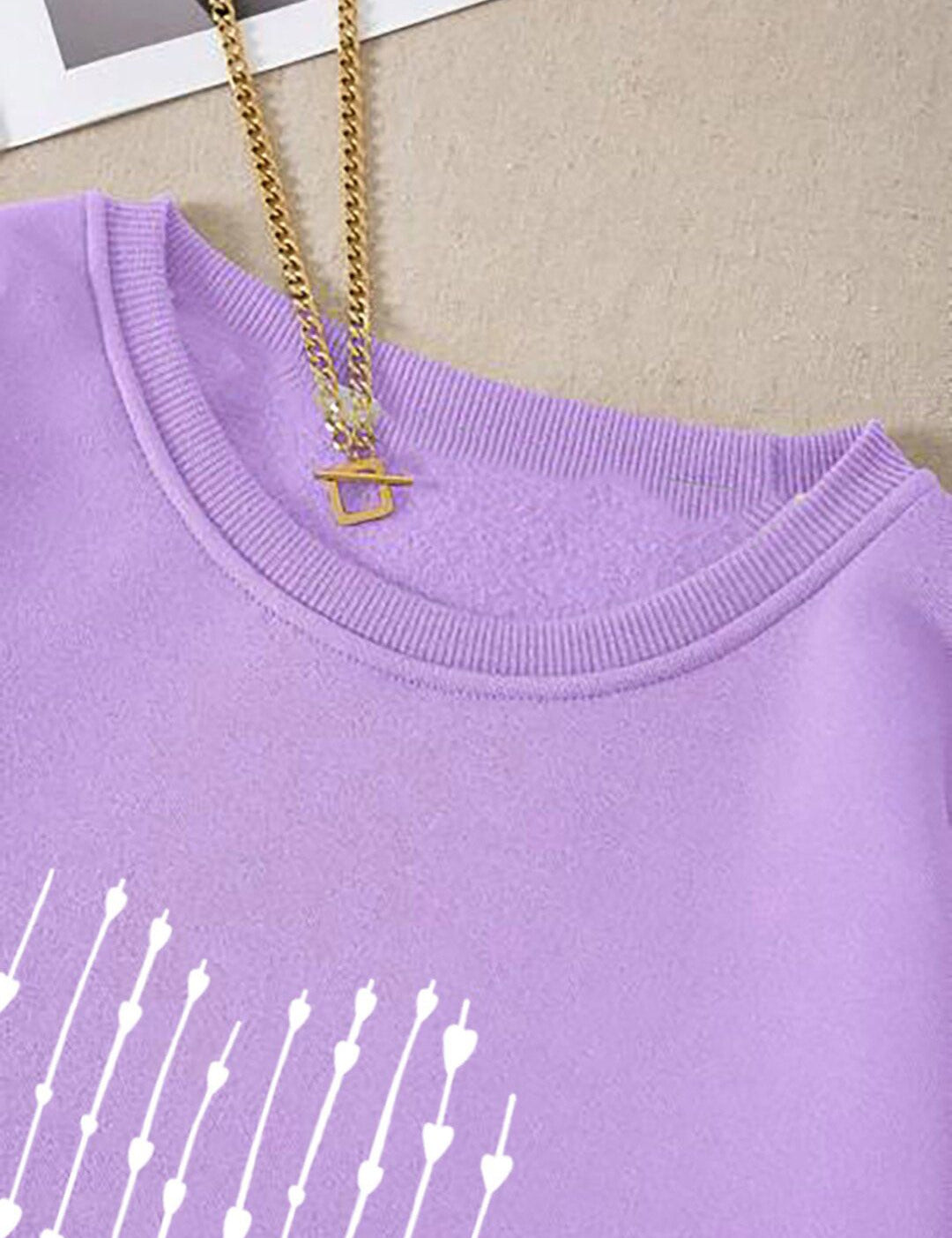 Kotty Purple Graphic Printed Fleece Sweatshirt