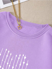 Kotty Purple Graphic Printed Fleece Sweatshirt