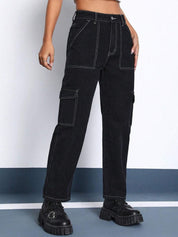 Kotty Women Jean Black Straight Fit High-Rise Stretchable Jeans