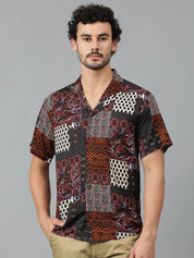 Kotty Men Cuban Collar Ethnic Motifs Printed Casual Shirt