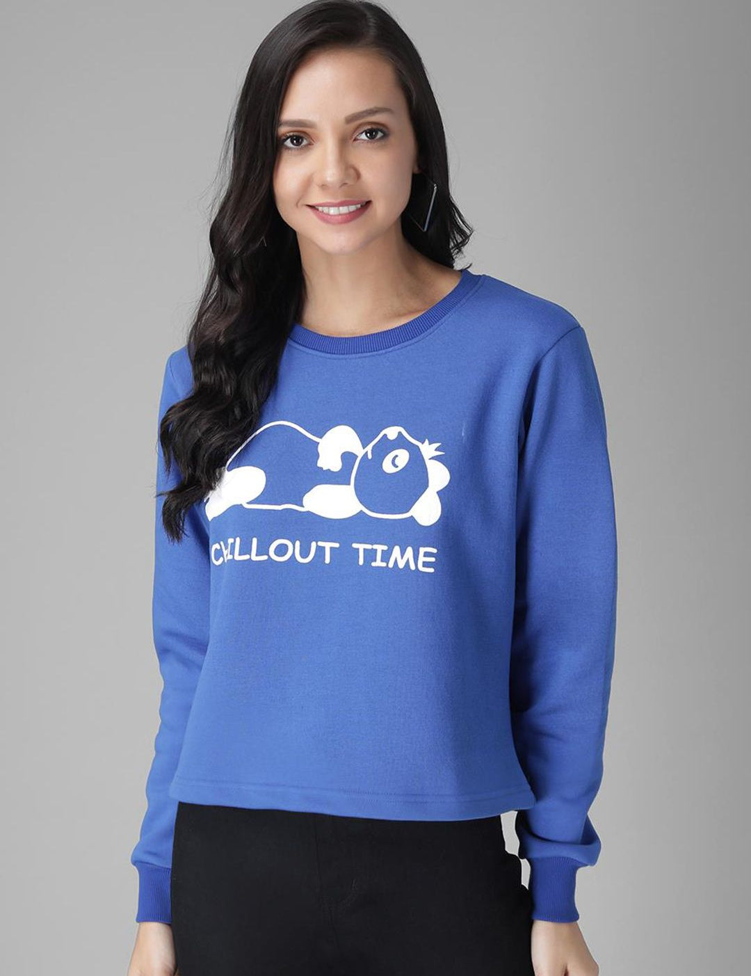 Kotty Women Blue Printed Sweatshirt