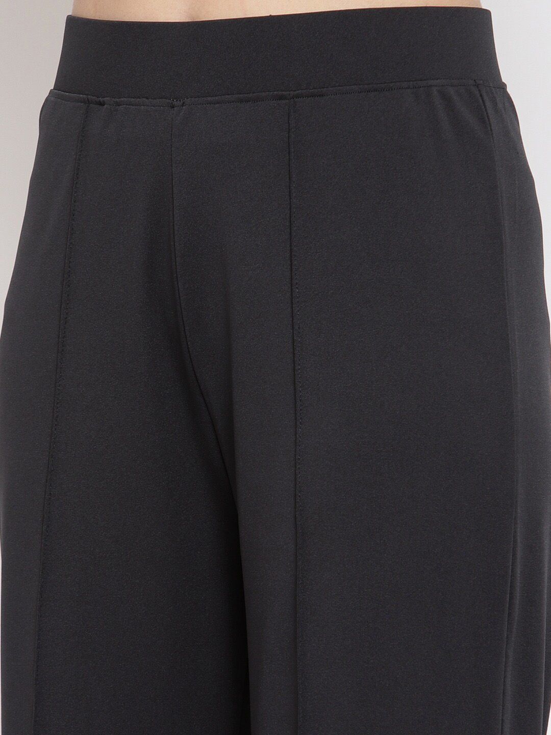 Kotty Women Black Flared High-Rise Pleated Parallel Trousers