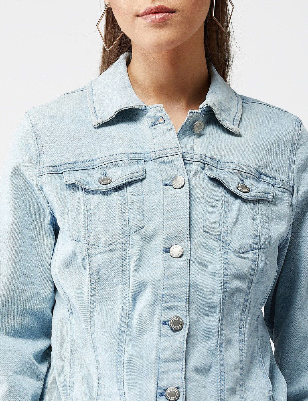 Kotty Women Blue Solid Denim Jacket