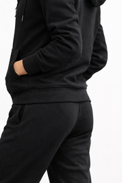 KOTTY Women's Black Zip Up Hoodie Tracksuit Jogger Set