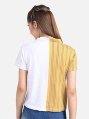 Kotty Striped Colourblocked Round Neck Top