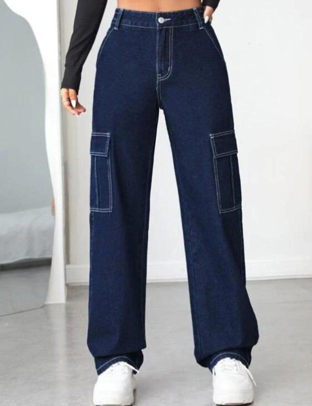 Kotty Women Blue Jean Straight Fit High-Rise Stretchable Cotton Jeans