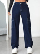 Kotty Women Blue Jean Straight Fit High-Rise Stretchable Cotton Jeans